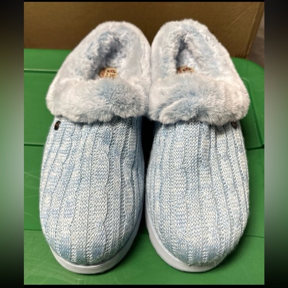 BOBS from Skechers Shoes - Skechers Sweater Knit Faux Fur Slippers - Ice Angel